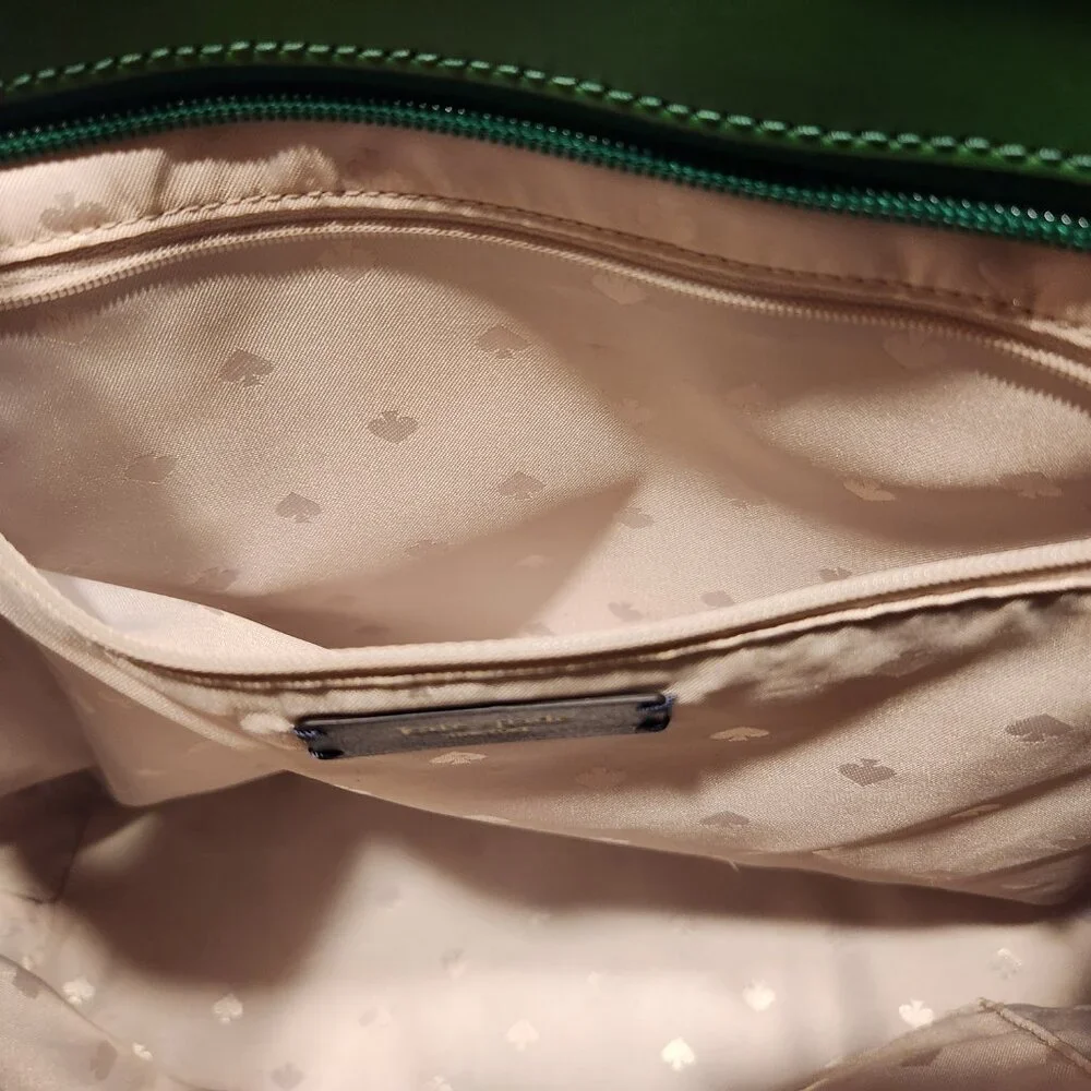 Kate Spade Tanya Tote Bag Green Leather W/ Blue Straps